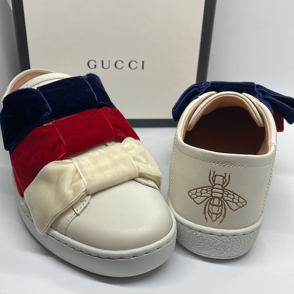 Gucci velvet bow sneakers